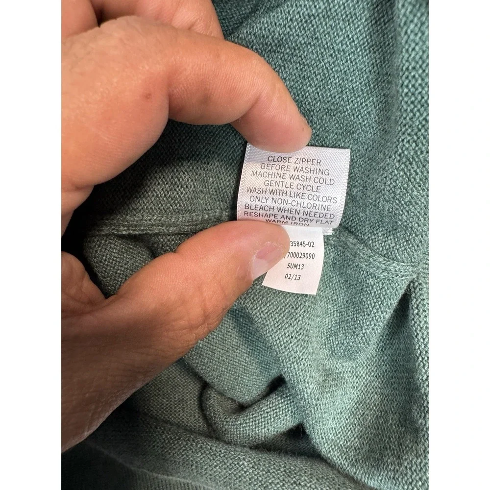 (557)Banana Republic Full Zip Sweater Mens Large Green 100% Cotton Casual Jacket
